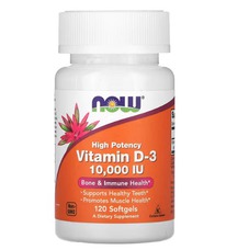 NOW Foods, ������� D3, ��������������, 10 000 ��, 120 ������